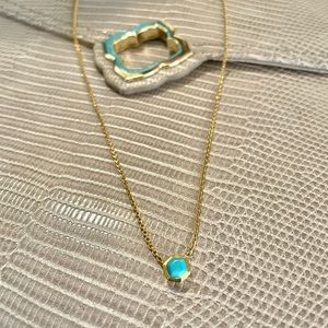 Davie 18K Gold Vermeil Pendant Necklace in Genuine Turquoise